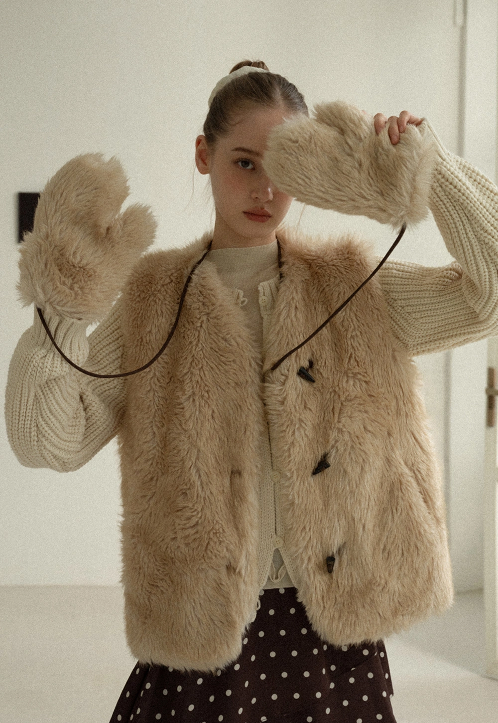 Soft Shearling Vest Women Warm Fuzzy Gilet