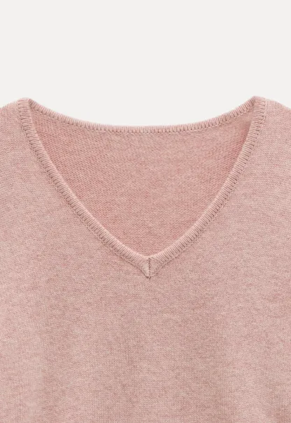 Women V-Neck Knit Sweater with Bow Cuff Detail