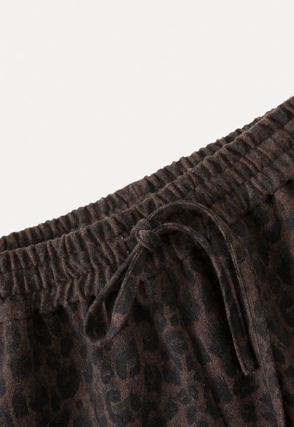 Women Leopard Print Wide-Leg Pants with Drawstring Waist