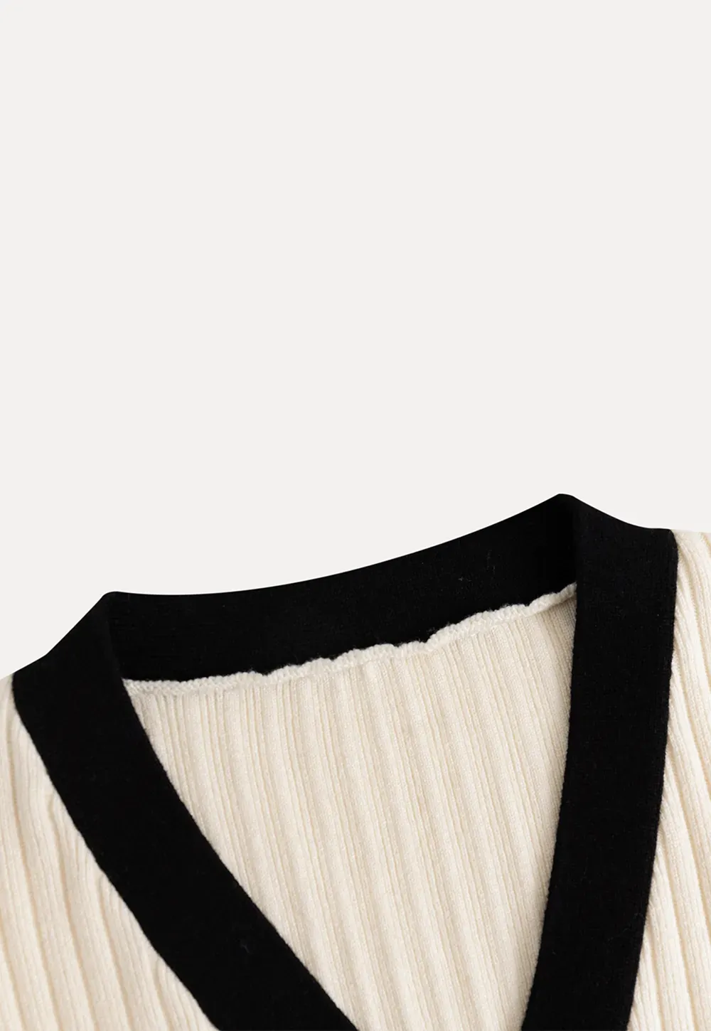 Contrast Trim Ribbed Knit Cardigan