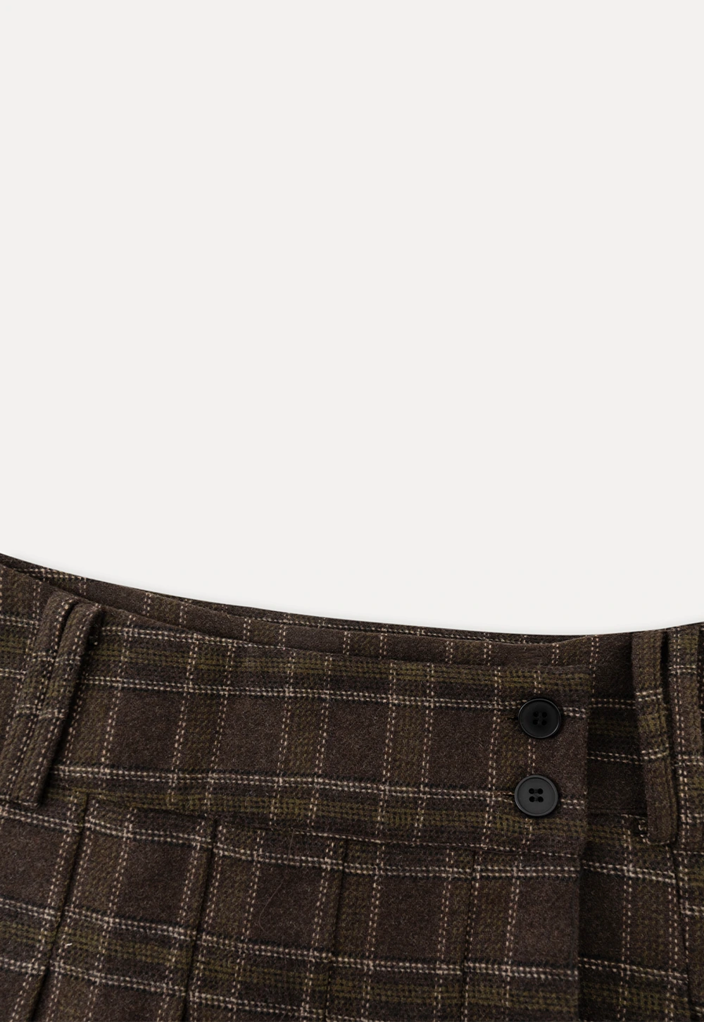 Womens Plaid Pleated Mini Skirt with Button Detail