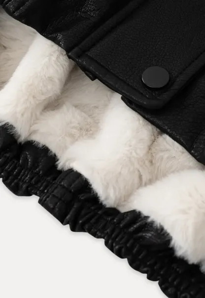 Faux Leather Jacket with Faux Fur Collar