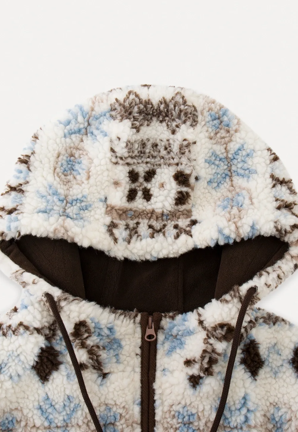 Women Patterned Fleece Jacket with Hood