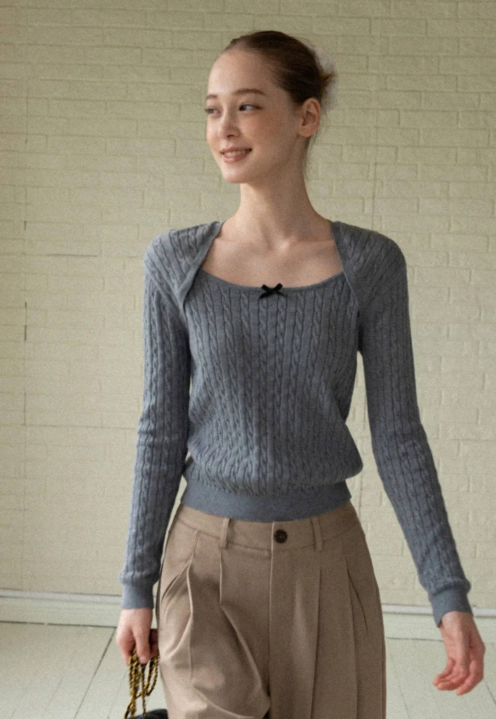 Soft Long Sleeve Cable Knit Top for Casual Wear