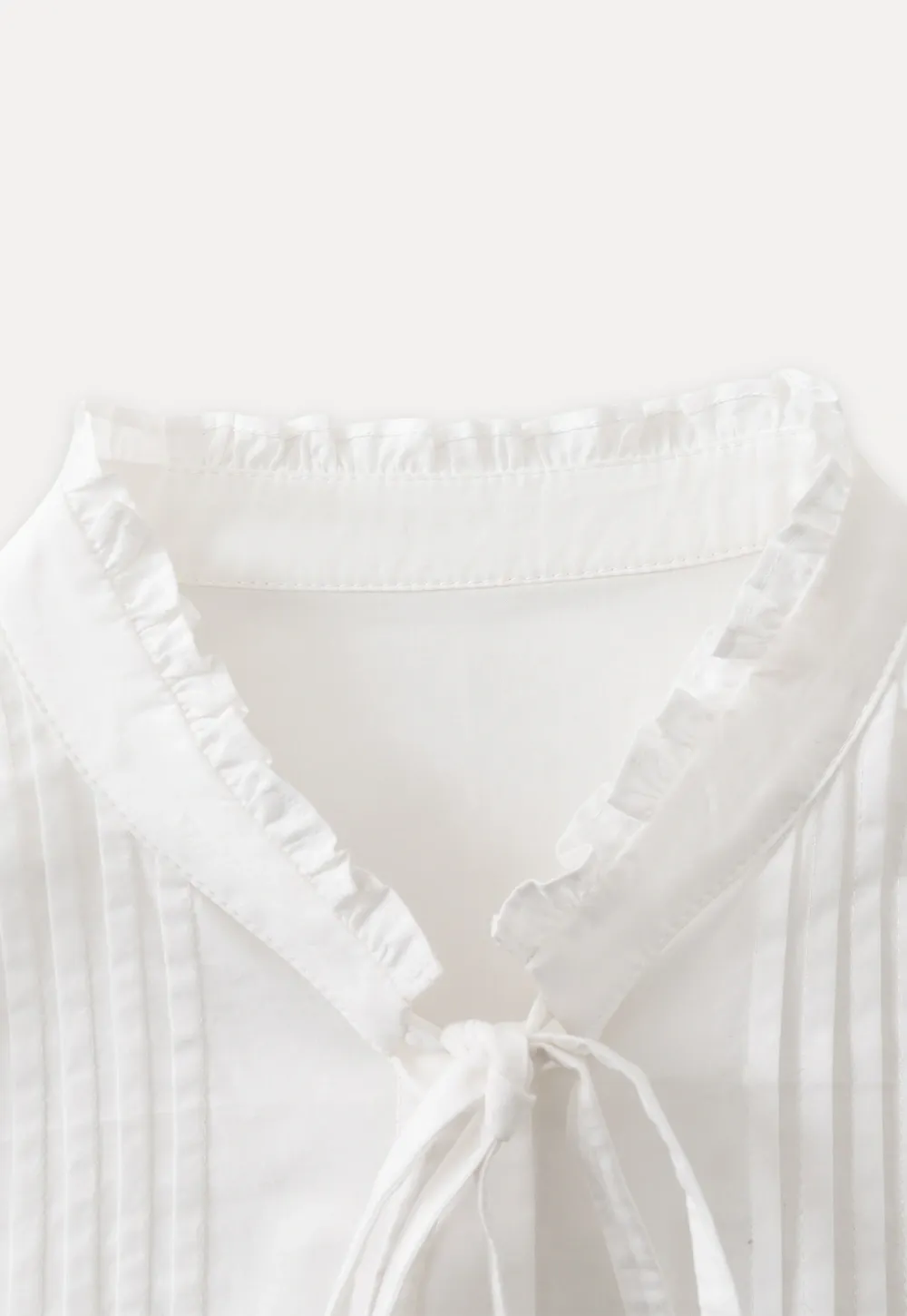 Lace Trim Ruffled Blouse with Tie Neck