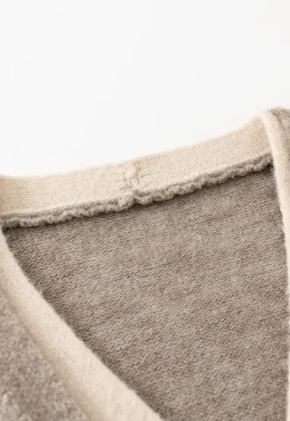 Contrast Trim Button-Up Knit Cardigan