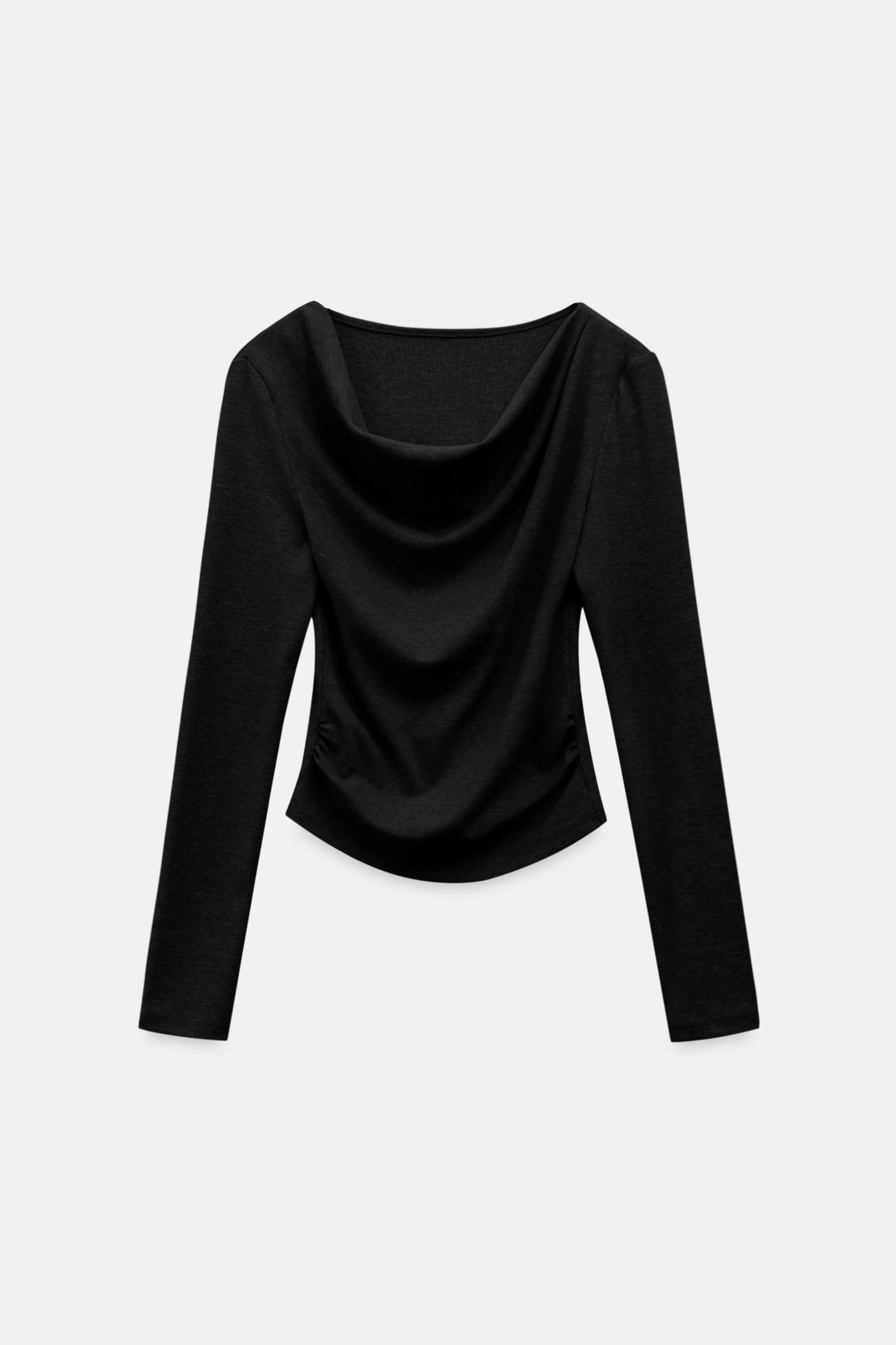 Womens Long Sleeve Drape Neck Top