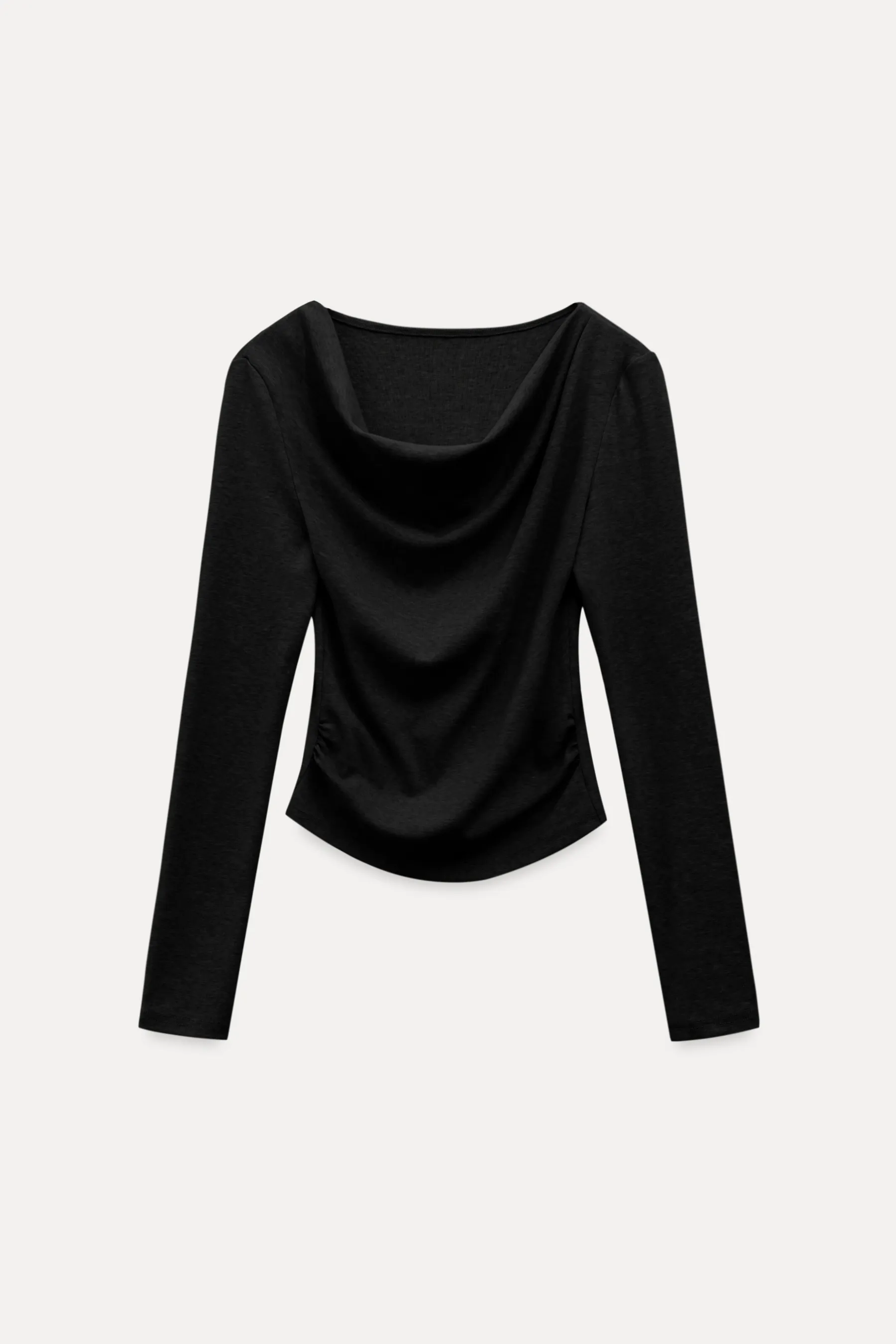 Womens Long Sleeve Drape Neck Top