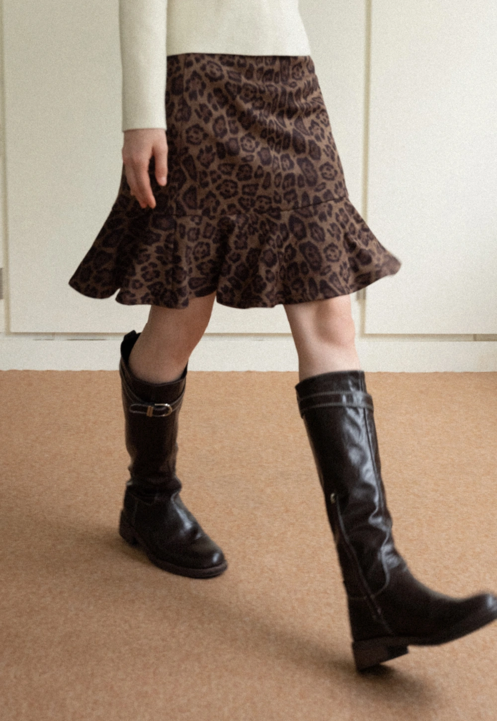 Leopard Print Flared Skirt