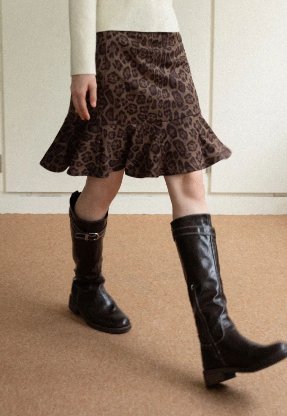 Leopard Print Flared Skirt