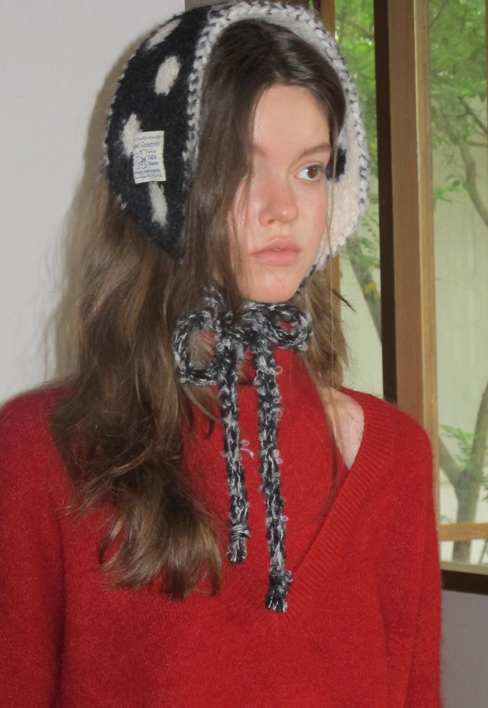 Versatile Warm Polka Dot Tie Neck Ear Muff Scarf