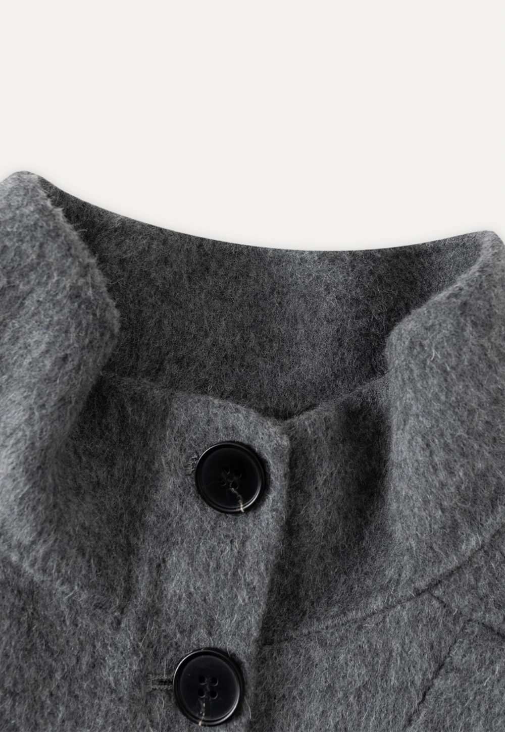 Stand Collar A-line Waist Cinching Cropped Double-Faced Coat