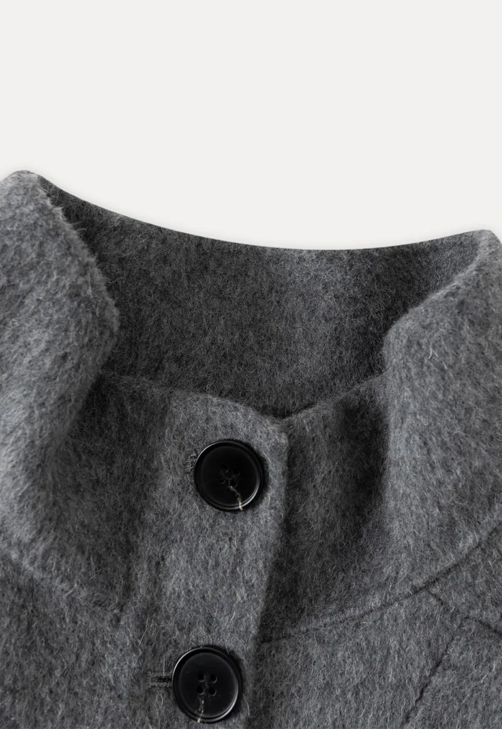 Stand Collar A-line Waist Cinching Cropped Double-Faced Coat