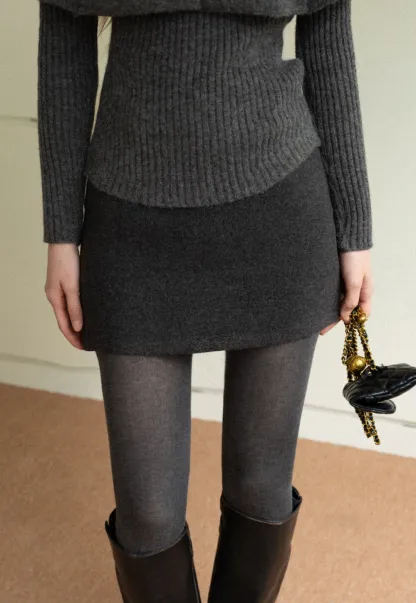 High-Waisted A-Line Wool Skirt