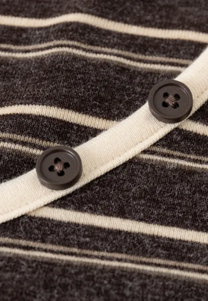 Women Striped Long Sleeve V-Neck Top