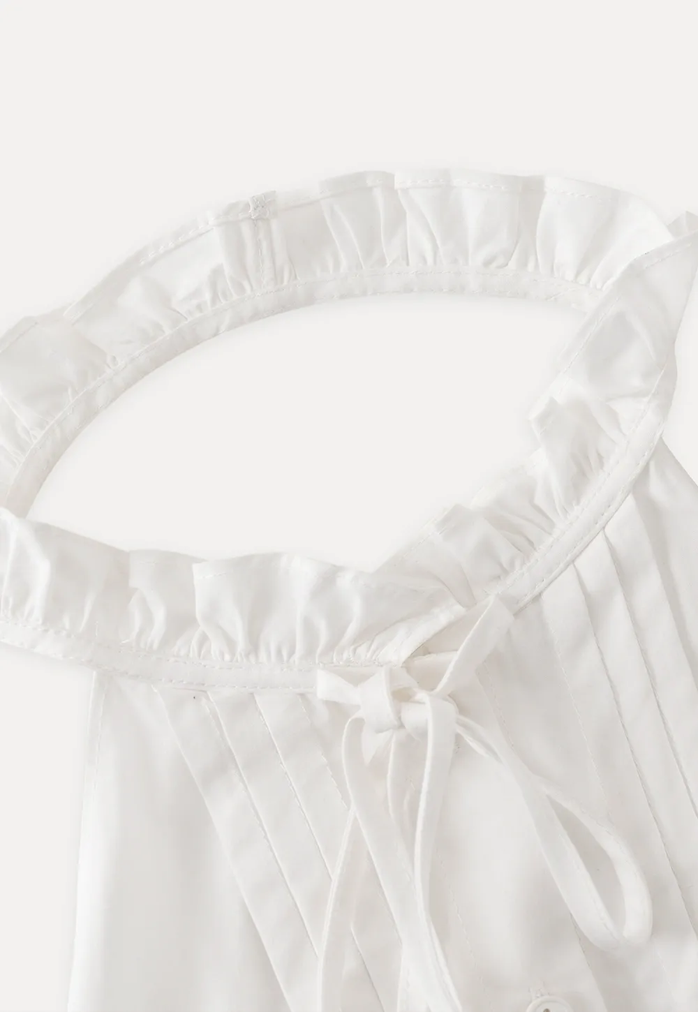 Women White Ruffle Collar Button-Down Crop Top