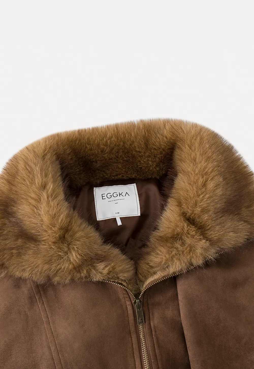 Faux Suede Jacket with Fur Collar