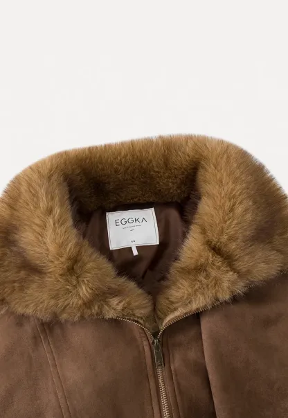 Faux Suede Jacket with Fur Collar