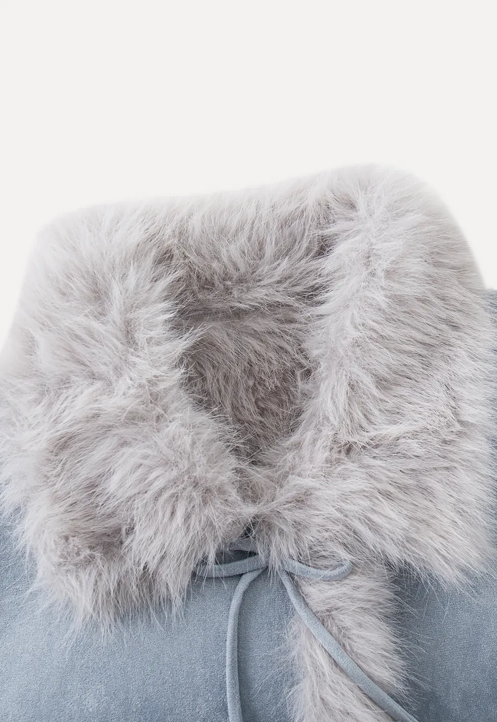 Faux Suede Jacket with Faux Fur Trim