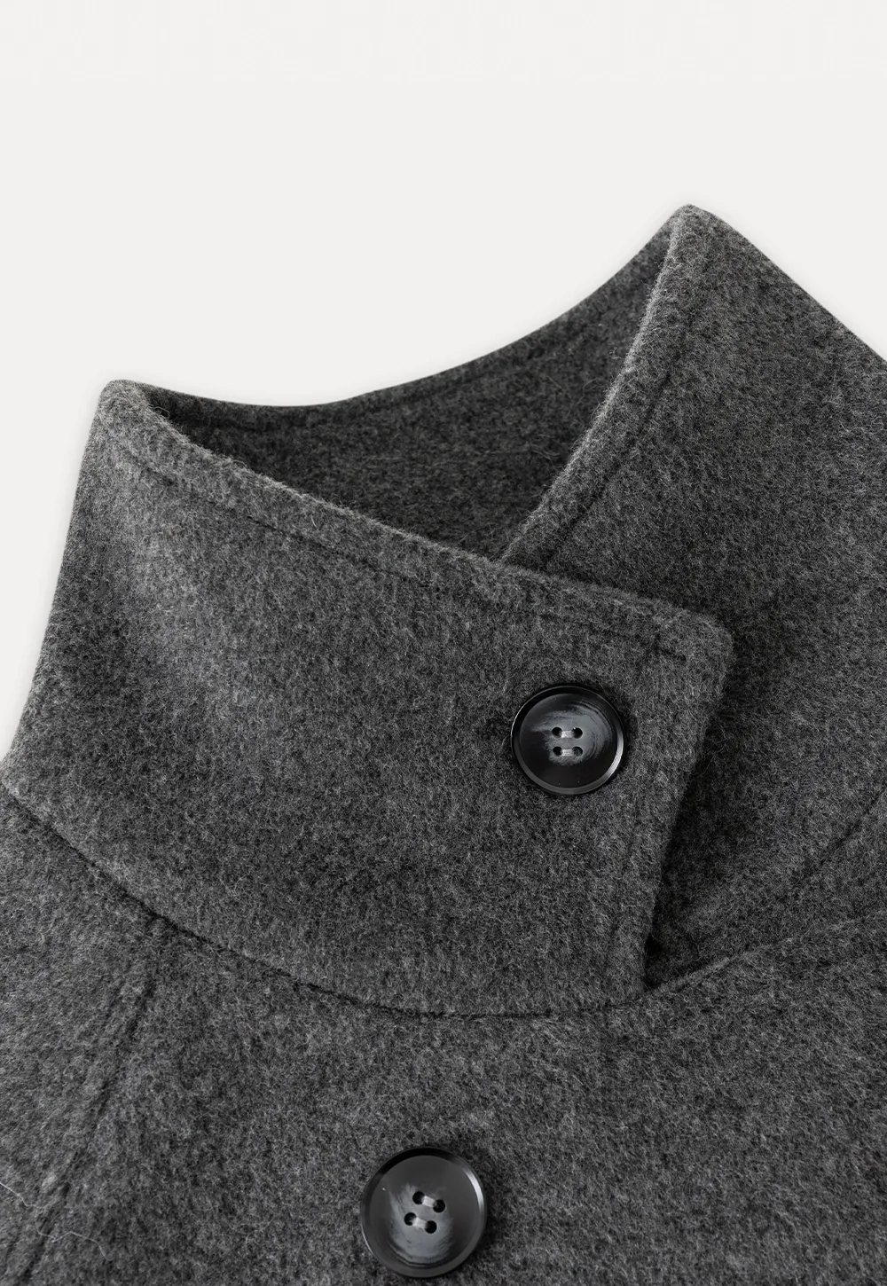 Women Classic Wool Coat with Button Details and Waist Belt