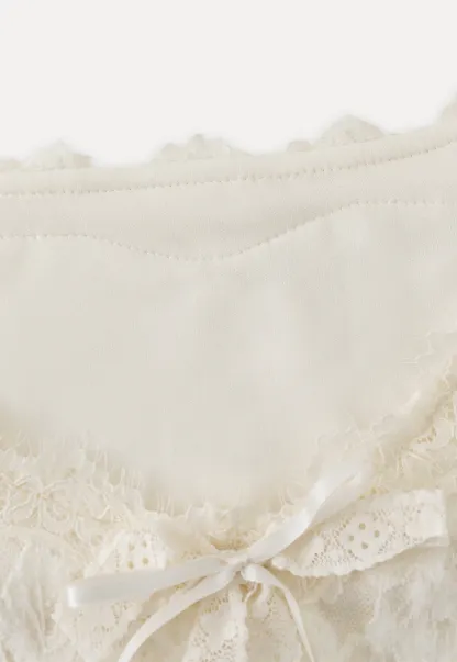 V-Neck Lace Jacquard Bow Top