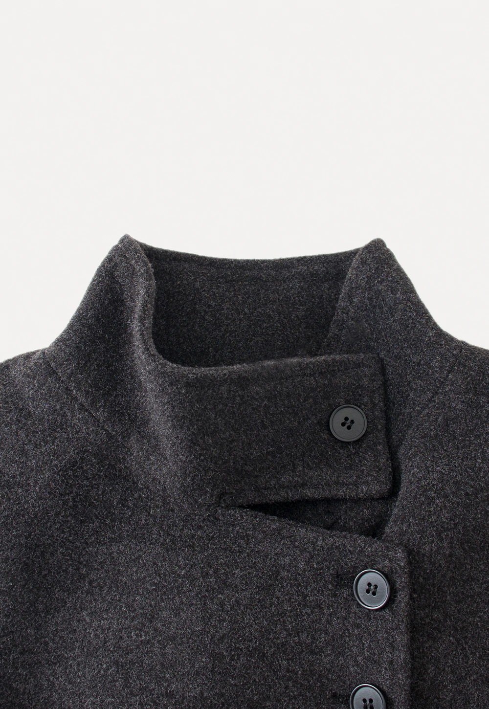 Padded Stand-Collar Wool Coat