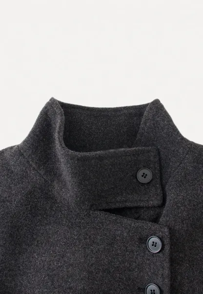 Padded Stand-Collar Wool Coat