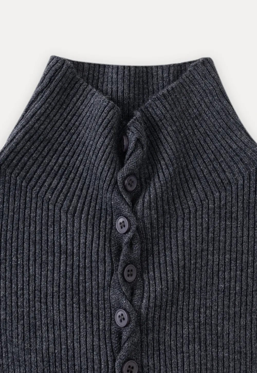 Stand-Collar Twist Button Knit Top