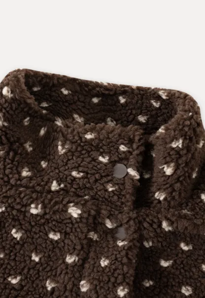 Women Cozy Fleece Jacket with Cute Heart Pattern