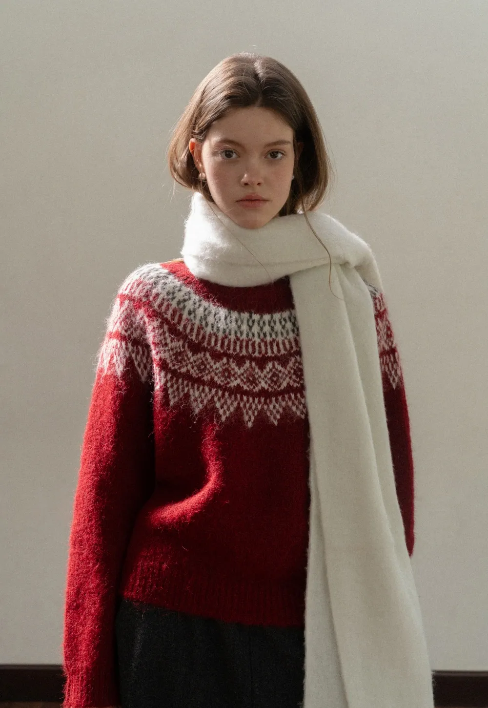 Women Warm Round Neck Nordic Style Sweater