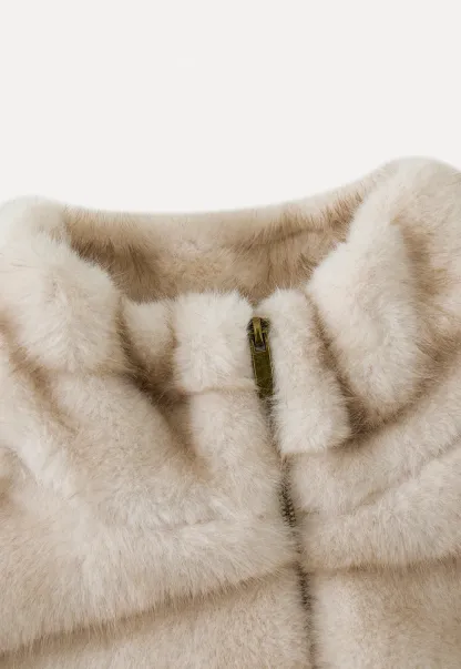 Layered Fuzzy Stand-Collar Vest