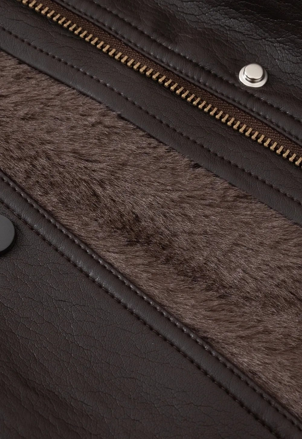 Casual Winter Faux Leather Coat with Soft Fur Collar