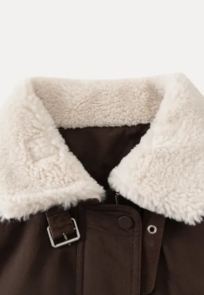 Faux Shearling Collar Utility Jacket