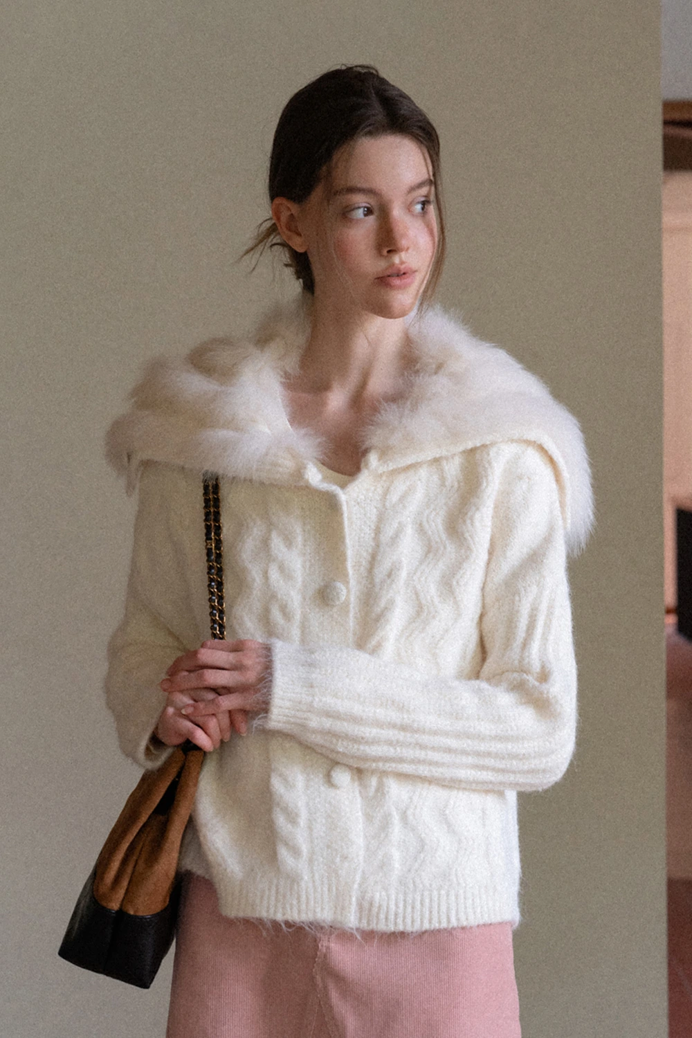 Statement Fuzzy Cable Knit Cardigan