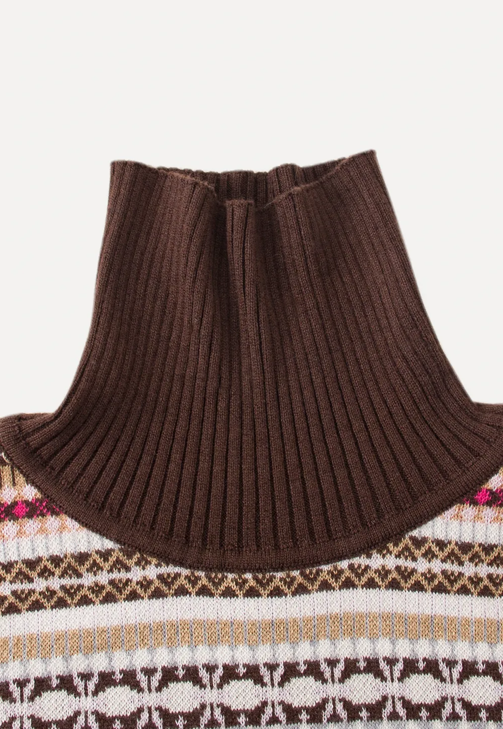 Striped Fair Isle Turtleneck Knit Top