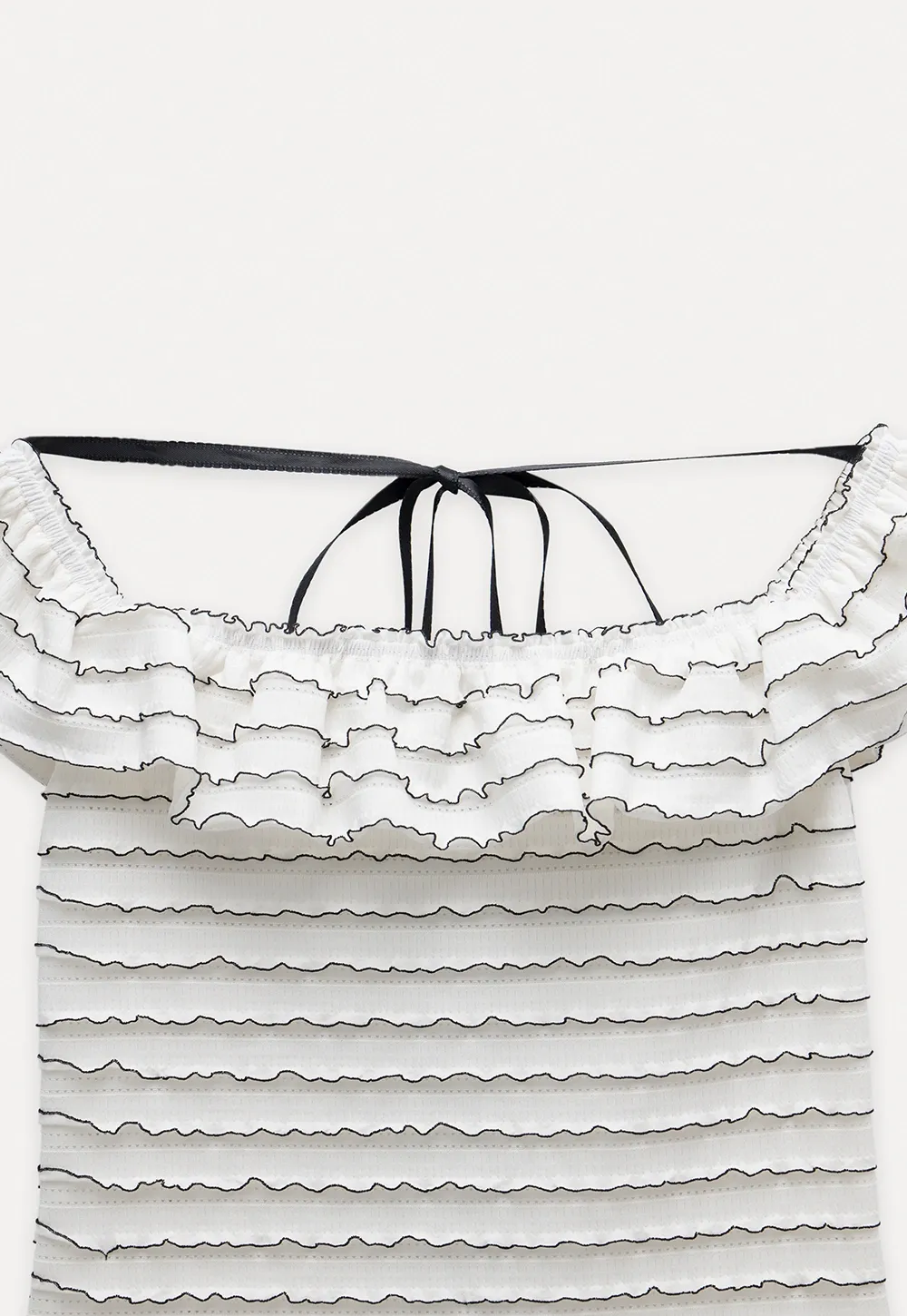 Women’s Off Shoulder Ruffle Trim Knit Top