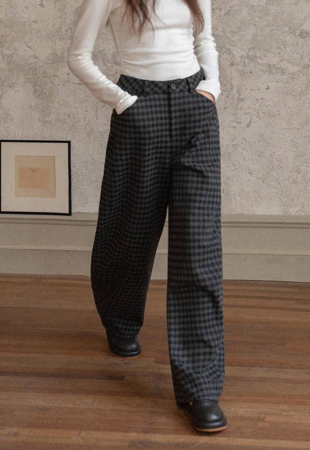 Plaid High-Waisted Wide Leg Pants for Women