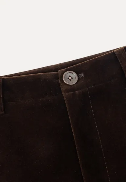 Women Stylish Corduroy Brown Shorts with Button Detail