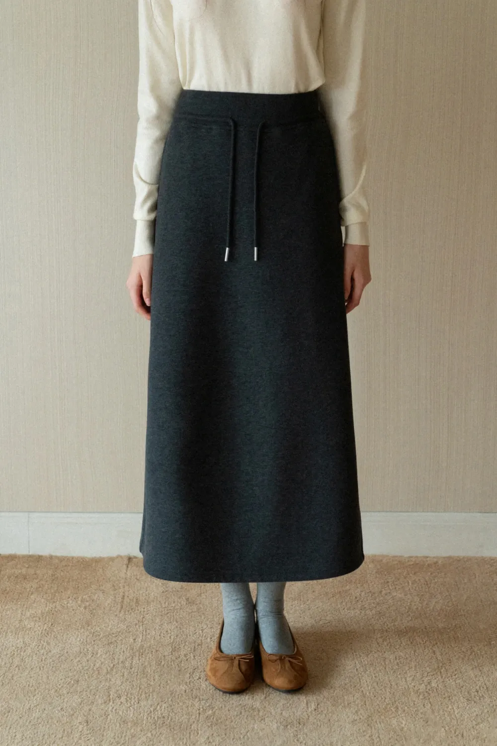 Drawstring Waist Midi Skirt for Women