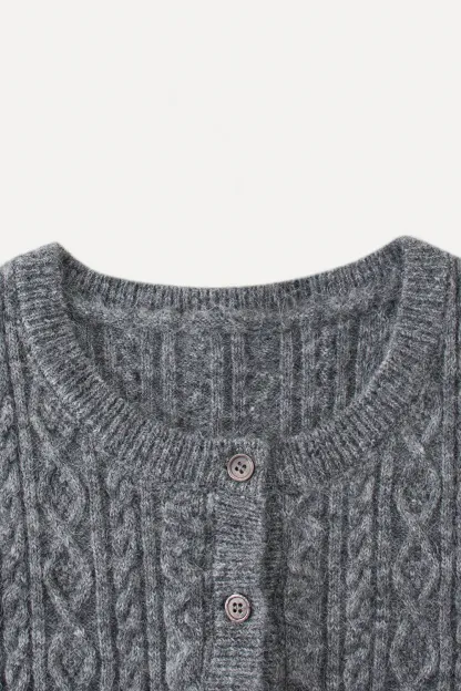 Cable Knit Cardigan with Tie-Front Detail