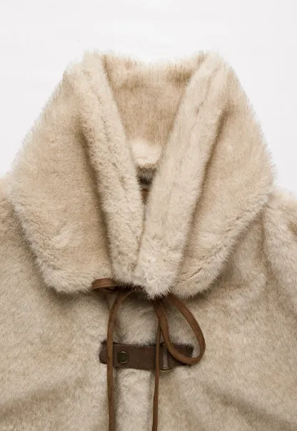 Women's Stand Collar Cropped Faux Fur Coat