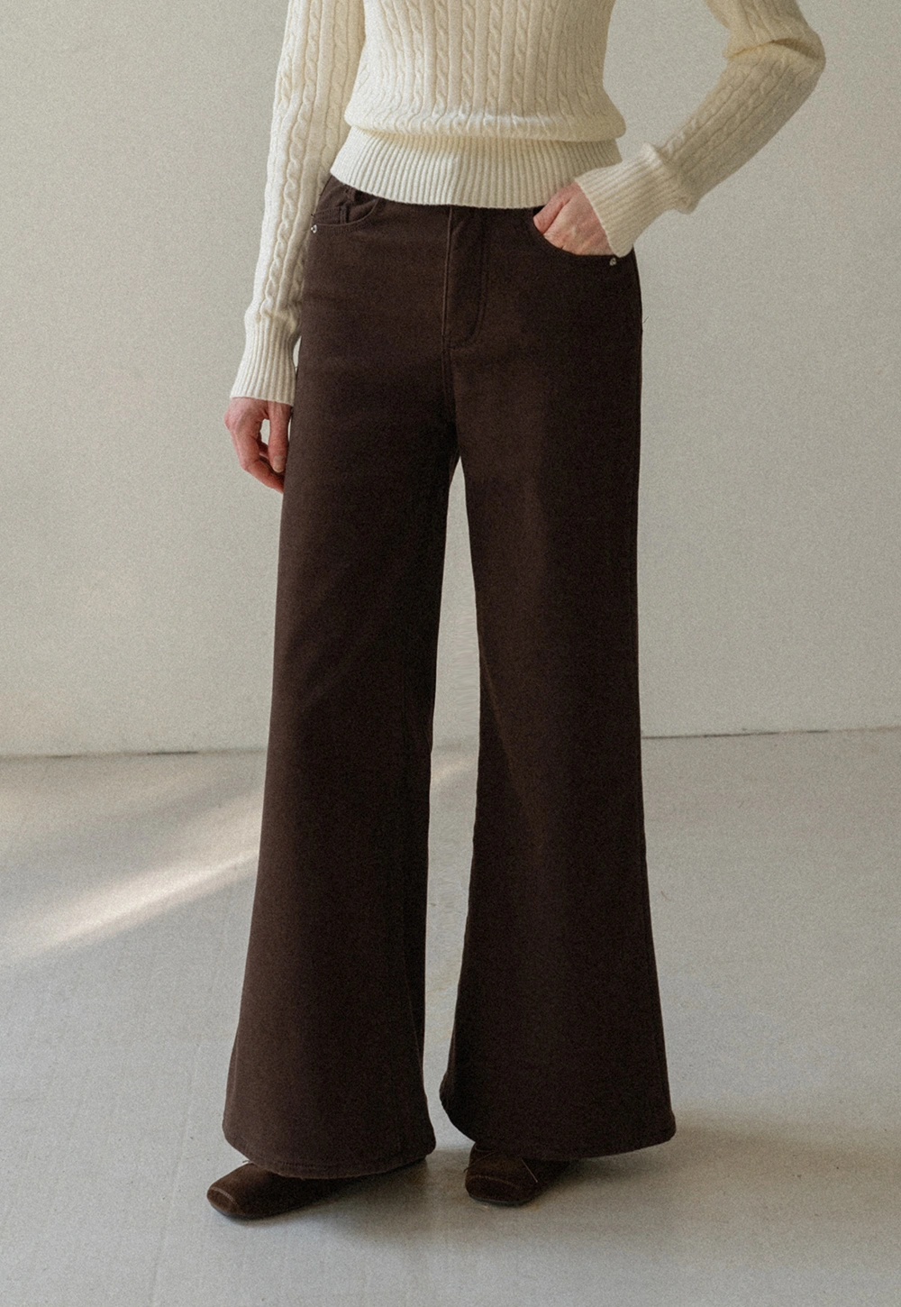 Soft Cotton Wide-Leg Pants with Button Detail