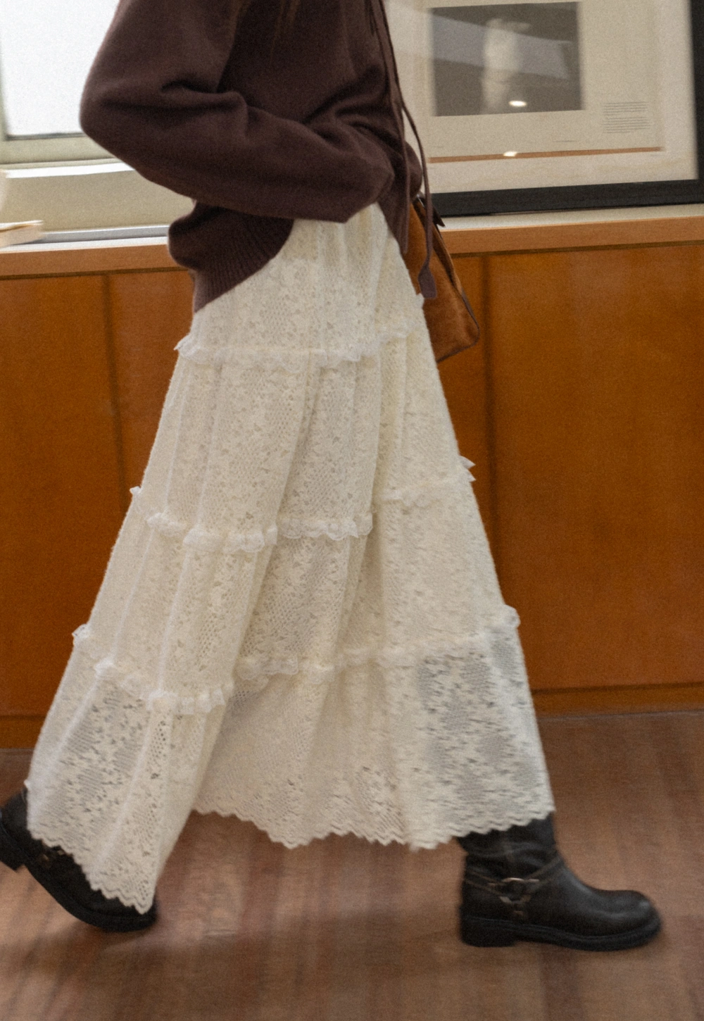 Lace Tiered Skirt with Ruffle Detail