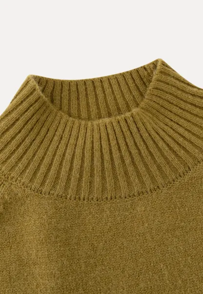 Olive Short Sleeve Mock Neck Knit Top