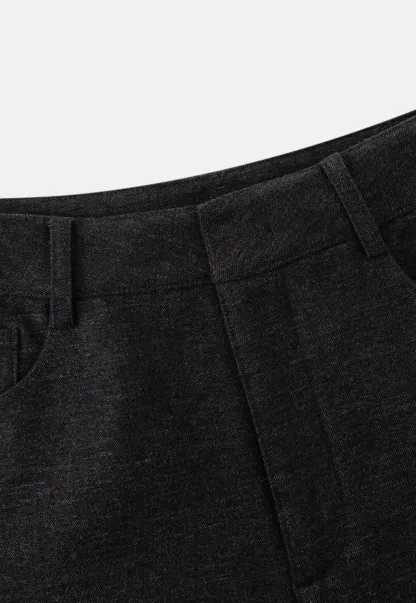 Soft Knit Wide-Leg Pants in Charcoal