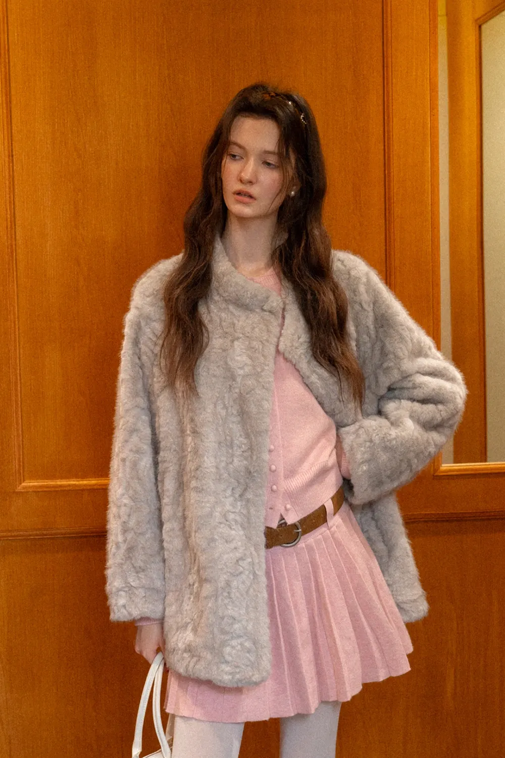 Chic Faux Fur Leather Jacket