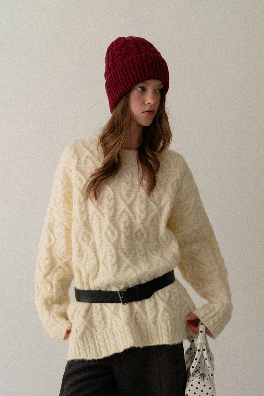 Cable Knit Diamond Pattern Sweater