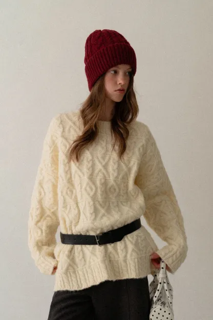 Cable Knit Diamond Pattern Sweater