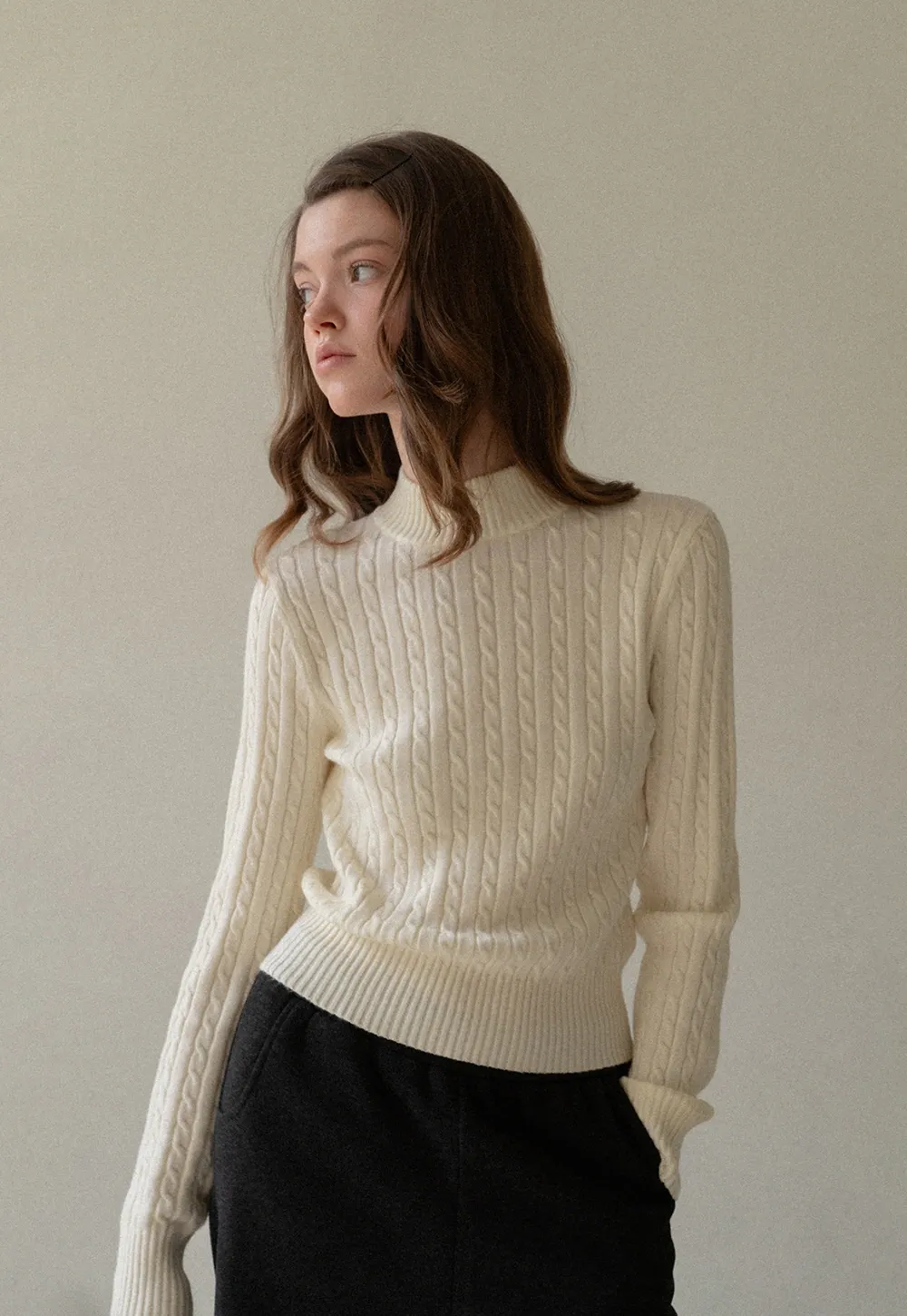 Soft Ribbed Knit Sweater with Cropped Fit