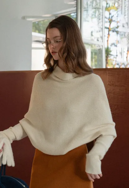 Modern Wrap Mock Neck Knit Top with Long Sleeves